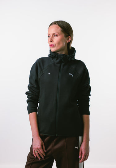kinddot. × Puma Evostripe moteriškas juodas džemperis su gobtuvu