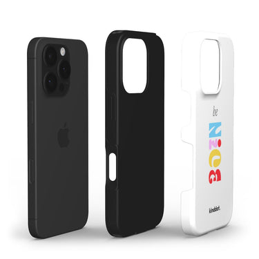 Telefono dėklas "Be nice" baltas