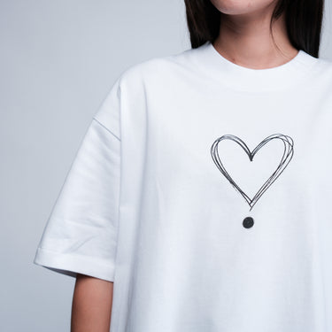 kinddot. x KNOCK heart balti marškinėliai