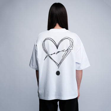 kinddot. x KNOCK heart balti marškinėliai
