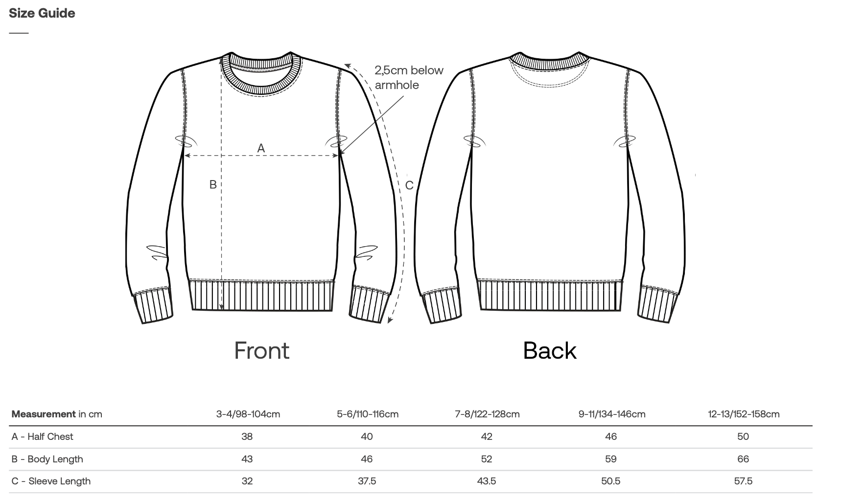 Dydžių lentelė – Pink Kids’ Sweatshirt “DOT”